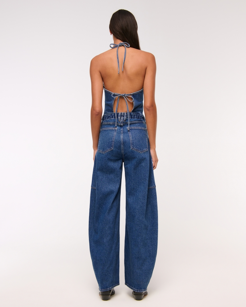 Halter Barrel Denim Jumpsuit(Buy 2 Free Shipping)