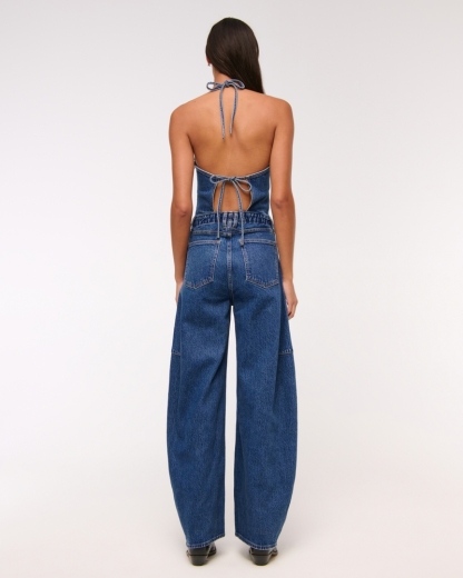 Halter Barrel Denim Jumpsuit(Buy 2 Free Shipping)