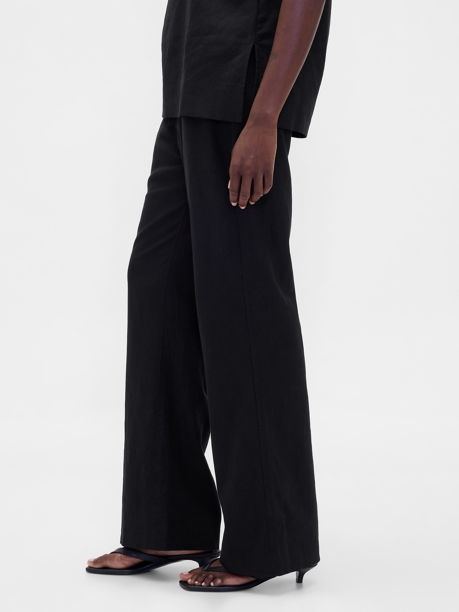 Low Rise Linen-Blend Flare Pants (Buy 2 Free Shipping)