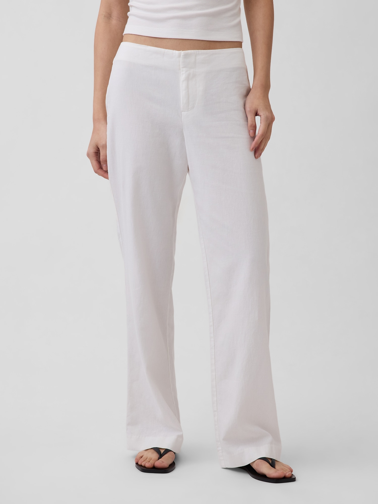 Low Rise Linen-Blend Flare Pants (Buy 2 Free Shipping)