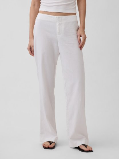 Low Rise Linen-Blend Flare Pants (Buy 2 Free Shipping)