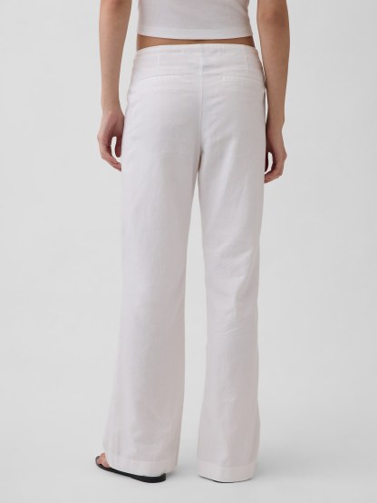 Low Rise Linen-Blend Flare Pants (Buy 2 Free Shipping)