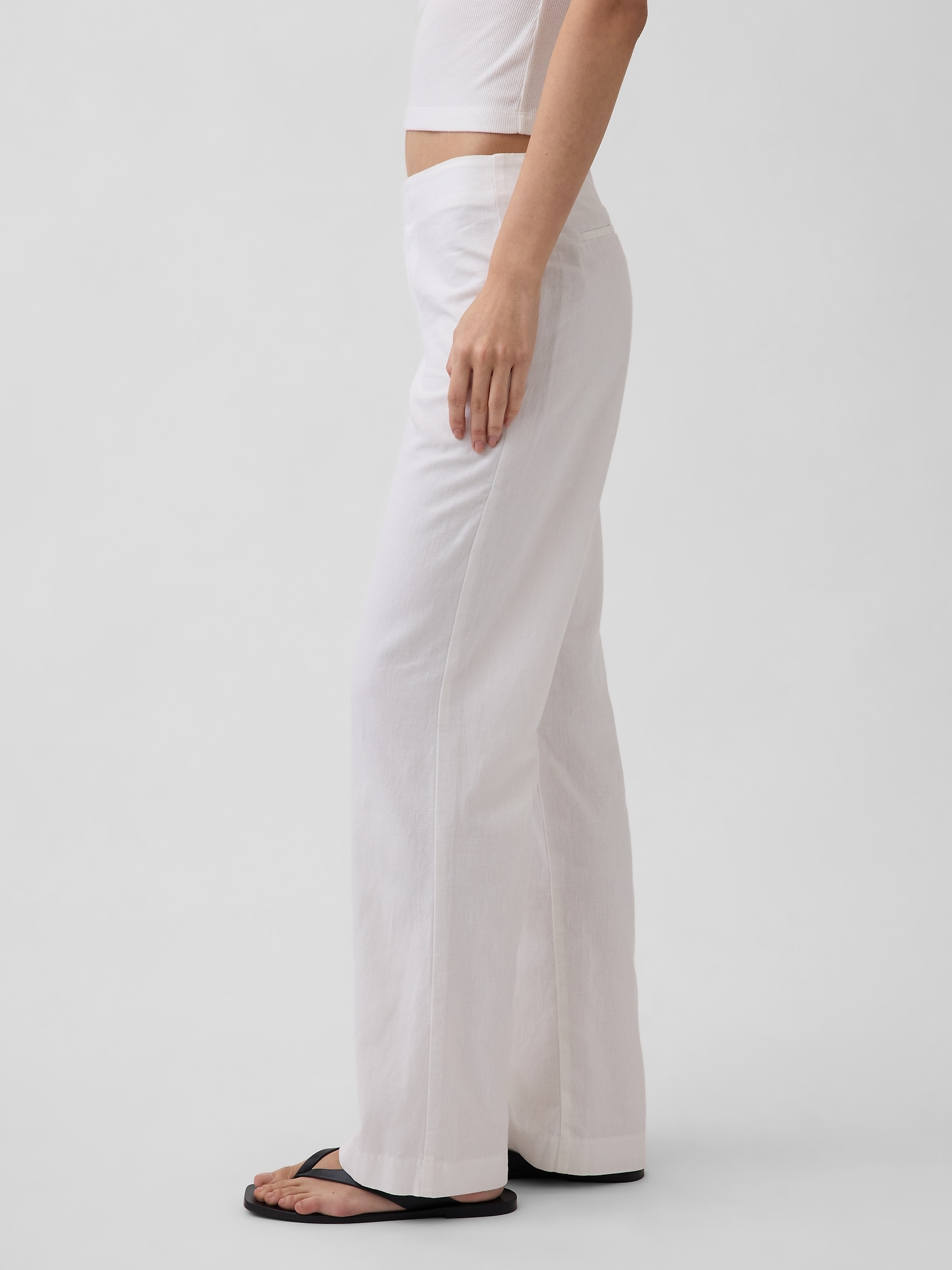 Low Rise Linen-Blend Flare Pants (Buy 2 Free Shipping)