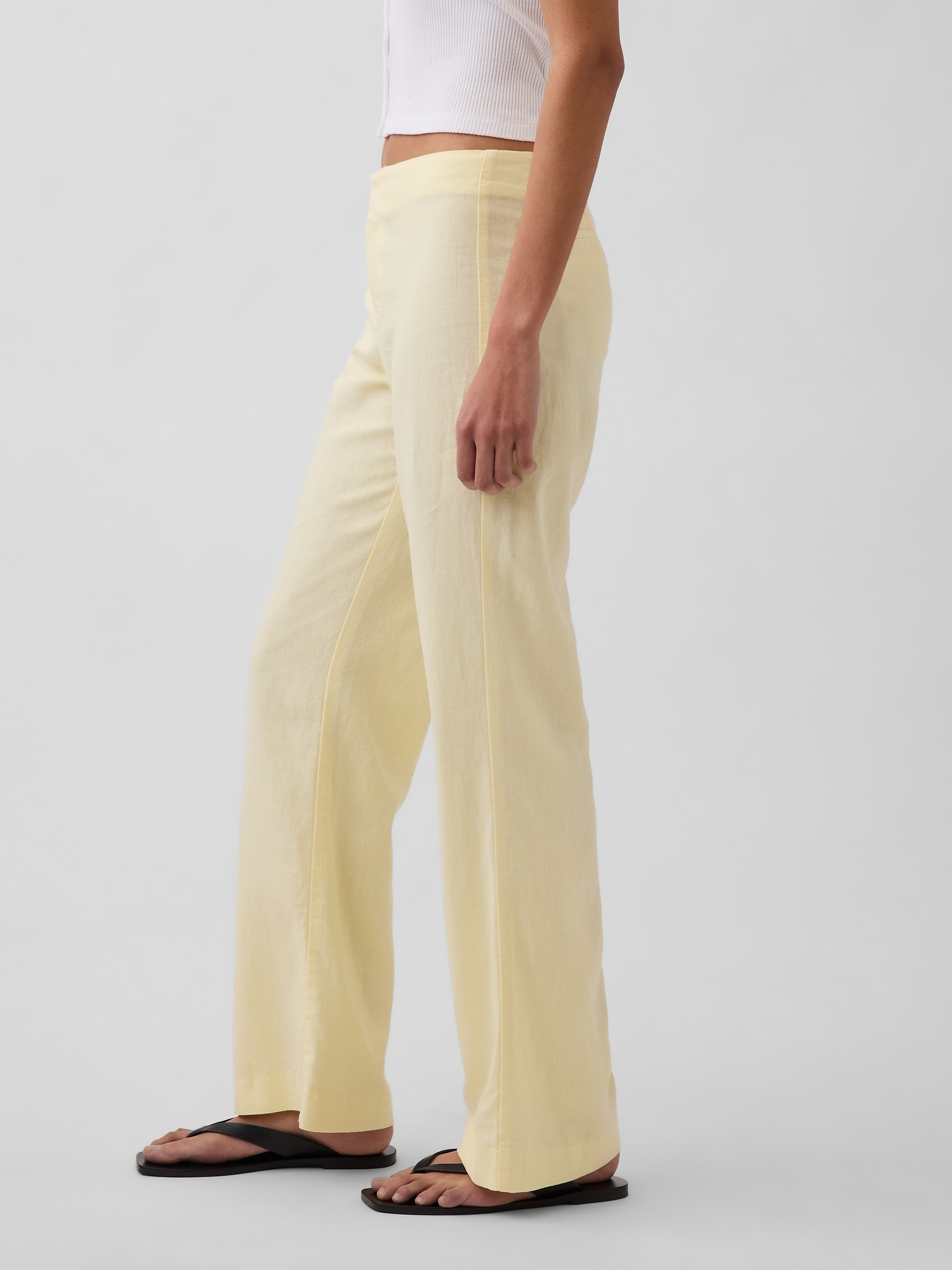 Low Rise Linen-Blend Flare Pants (Buy 2 Free Shipping)