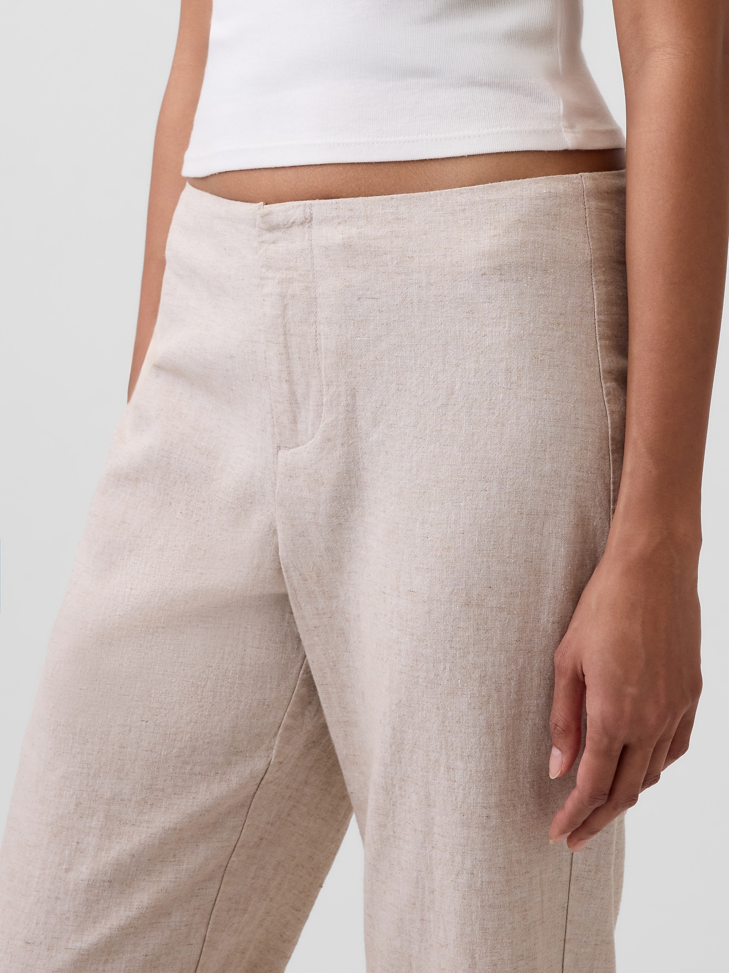 Low Rise Linen-Blend Flare Pants (Buy 2 Free Shipping)