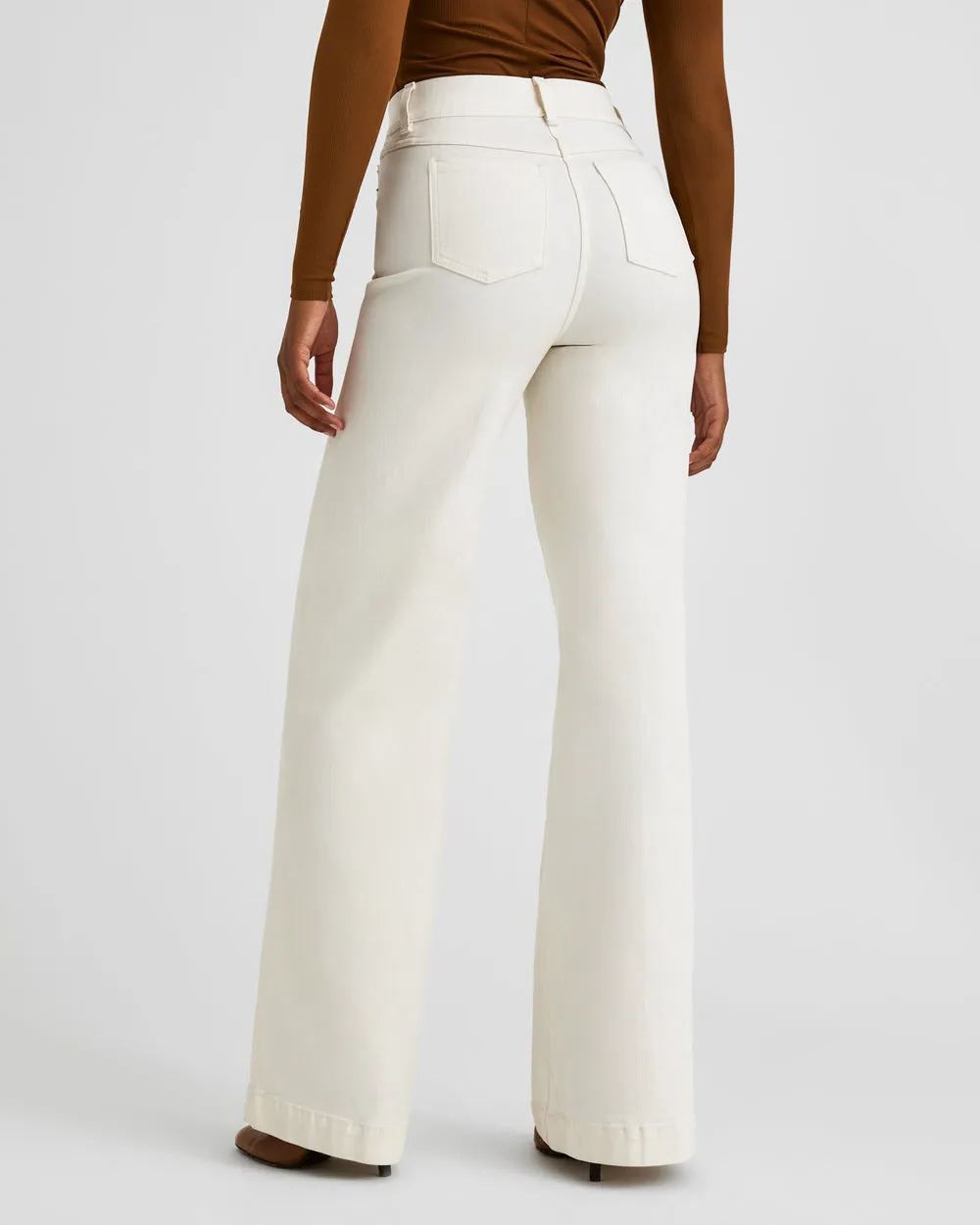 Seamed Front Wide Leg Jeans (Buy 2 Free Shipping)
