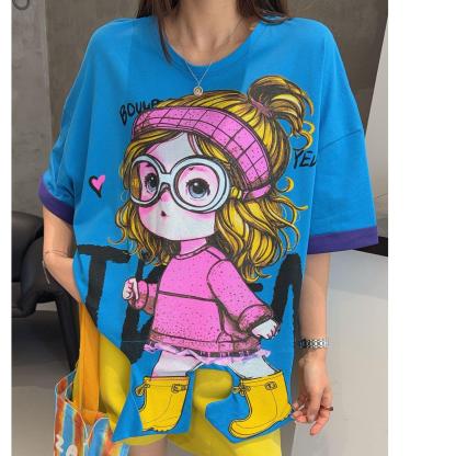 Alice Cartoon Graphic Oversized T-Shirt