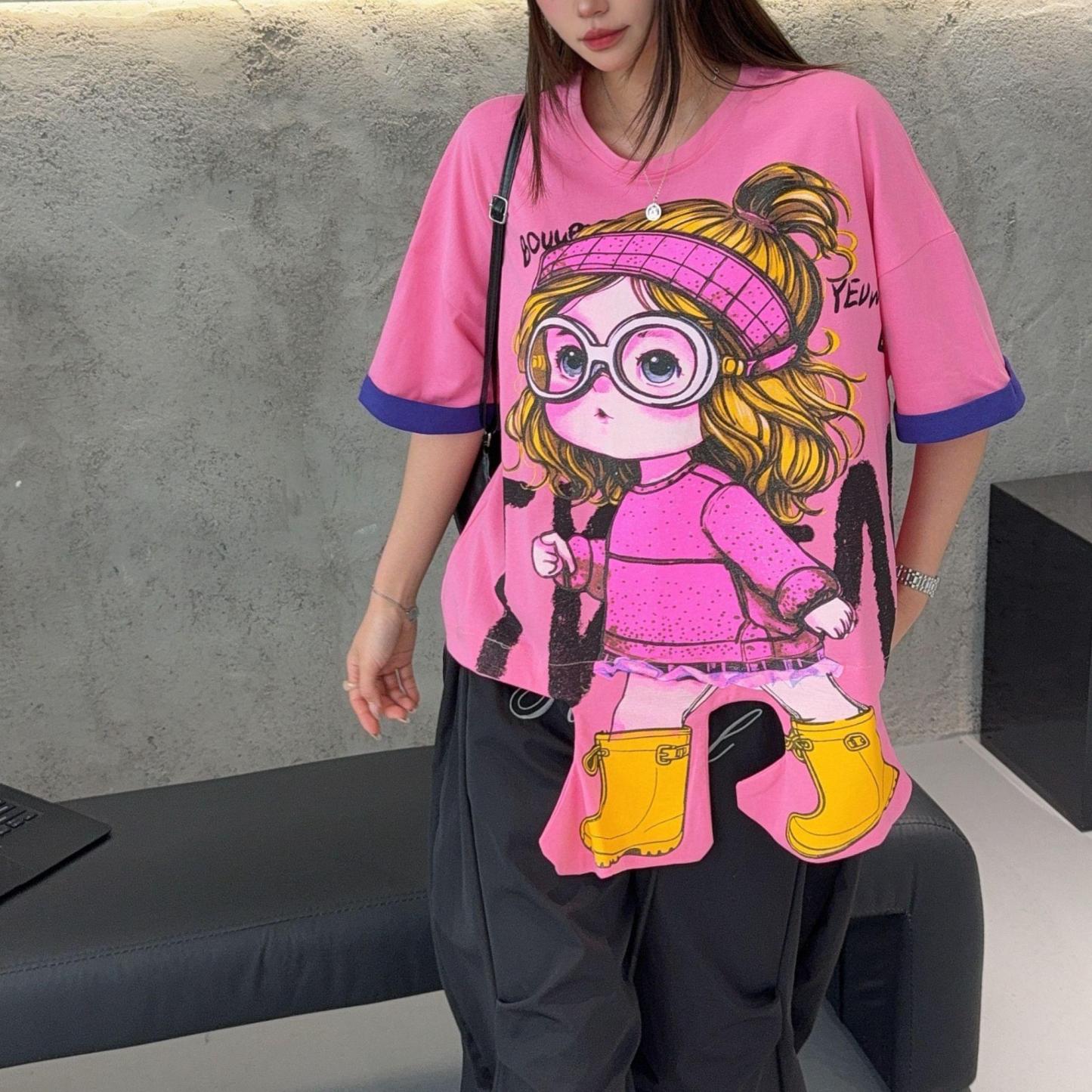 Alice Cartoon Graphic Oversized T-Shirt