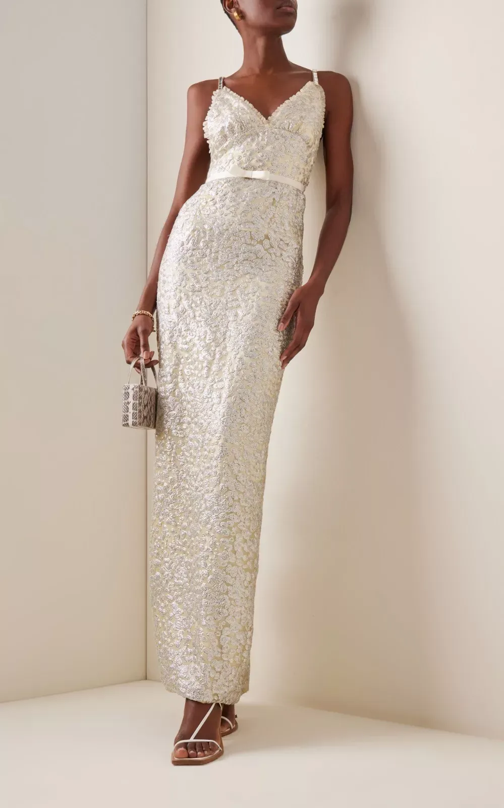 Sequin-embellished Column Gown