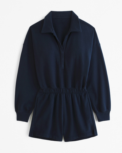 Long-Sleeve Polo Fleece Romper(BUY MORE SAVE MORE)