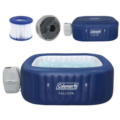 Coleman SaluSpa 6 Person Inflatable Squared Hot Tub Spa with 114 AirJets BedBarhBeyond