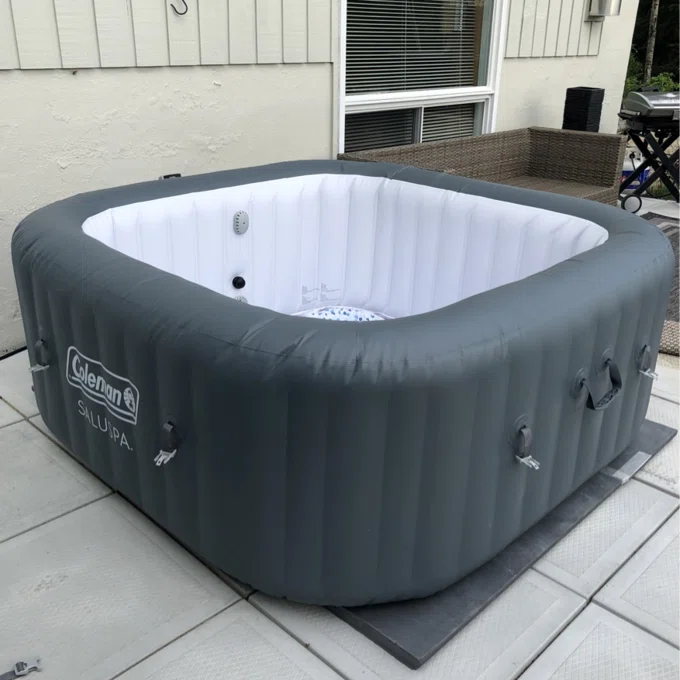 Coleman SaluSpa 6 Person Inflatable Squared Hot Tub Spa with 114 AirJets BedBarhBeyond