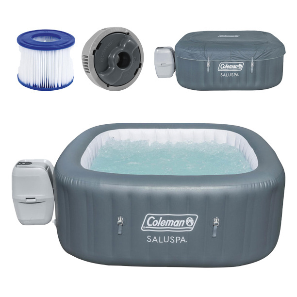 Coleman SaluSpa 6 Person Inflatable Squared Hot Tub Spa with 114 AirJets BedBarhBeyond