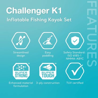 IthtNTEX Cththallenger Inflatable Kayak: Deluxe 86-inch Kayak Paddle and High-Output Pump – Super Strong PVC – Adjustable Seat with Backrest – Removable Tail Fin – Cargo Storage Net