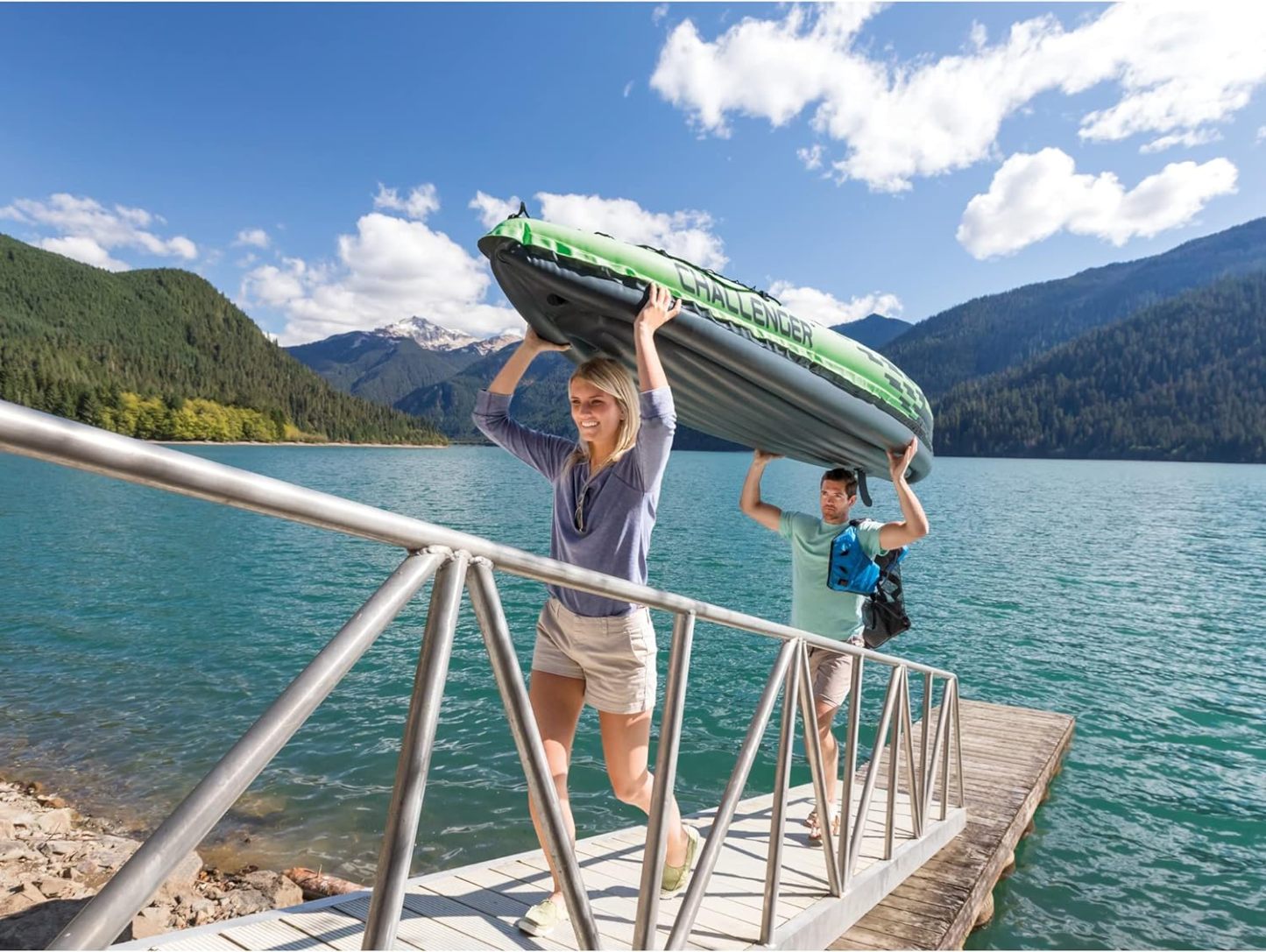 IthtNTEX Cththallenger Inflatable Kayak: Deluxe 86-inch Kayak Paddle and High-Output Pump – Super Strong PVC – Adjustable Seat with Backrest – Removable Tail Fin – Cargo Storage Net