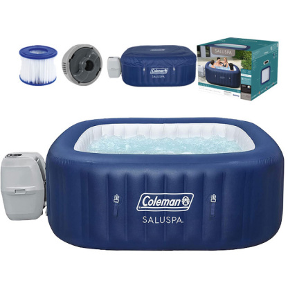 Coleman SaluSpa 6 Person Inflatable Squared Hot Tub Spa with 114 AirJets BedBarhBeyond