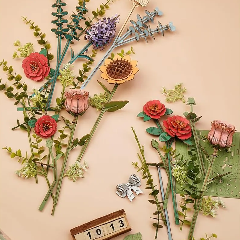 Creative wooden flower arrangement kit for stress relief-uFunSpace
