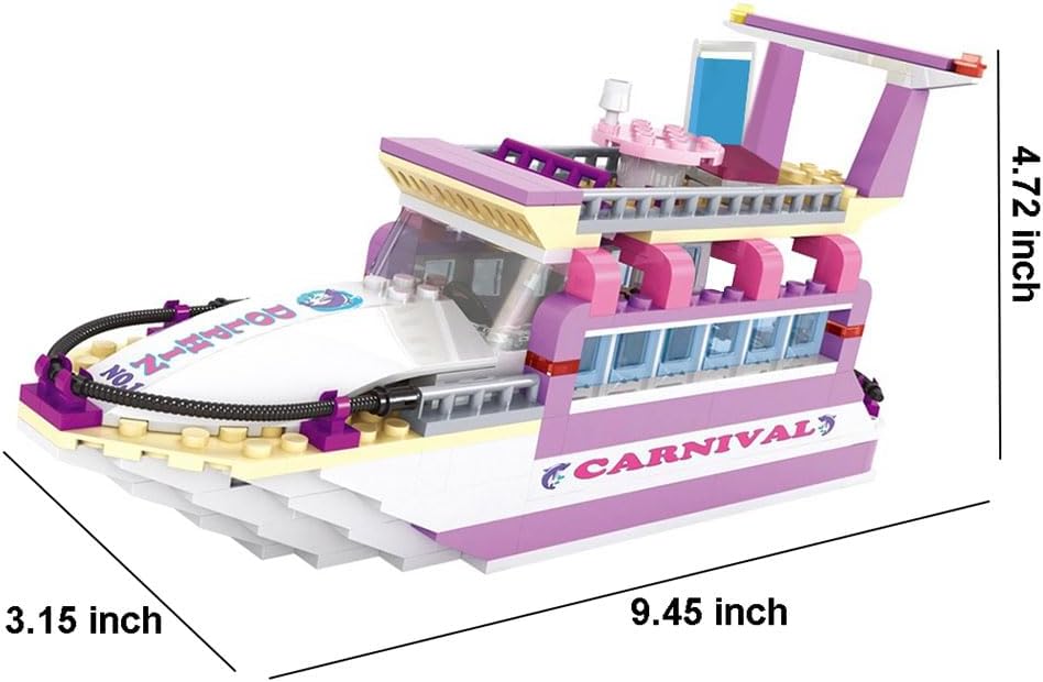 Dream Girls Cruise Ship Building Toys Play Set Creative Friends Yacht Building Blocks Set 318 Pieces Girls City Ship Model Building Kit Christmas Birthday Gift for 6-12 Years Old-uFunSpace