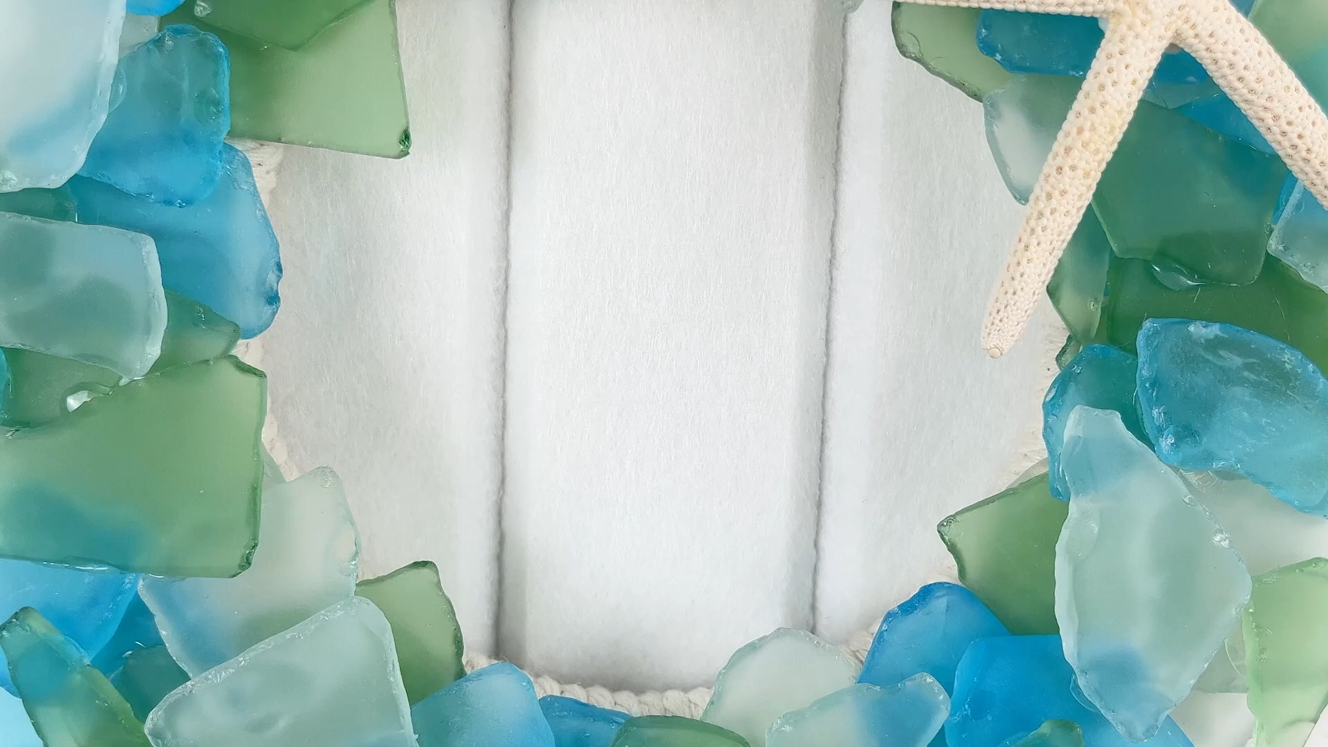 Sea Glass Wreath - Handmade 8.5 Inch Beach Wreath, Coastal Style Christmas Decor Wreaths for Home Decor, Door, Window, Kitchen Cabinet, Chair and Wall