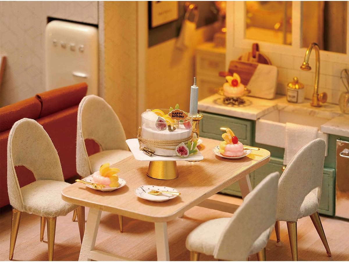 DIY Miniature Dollhouse Kit, Tiny House kit with Furniture and Music, Miniature House Kit 1:24 Scale, Great Crafts Gift for Birthday Christmas Day, Comfortable Life-uFunSpace