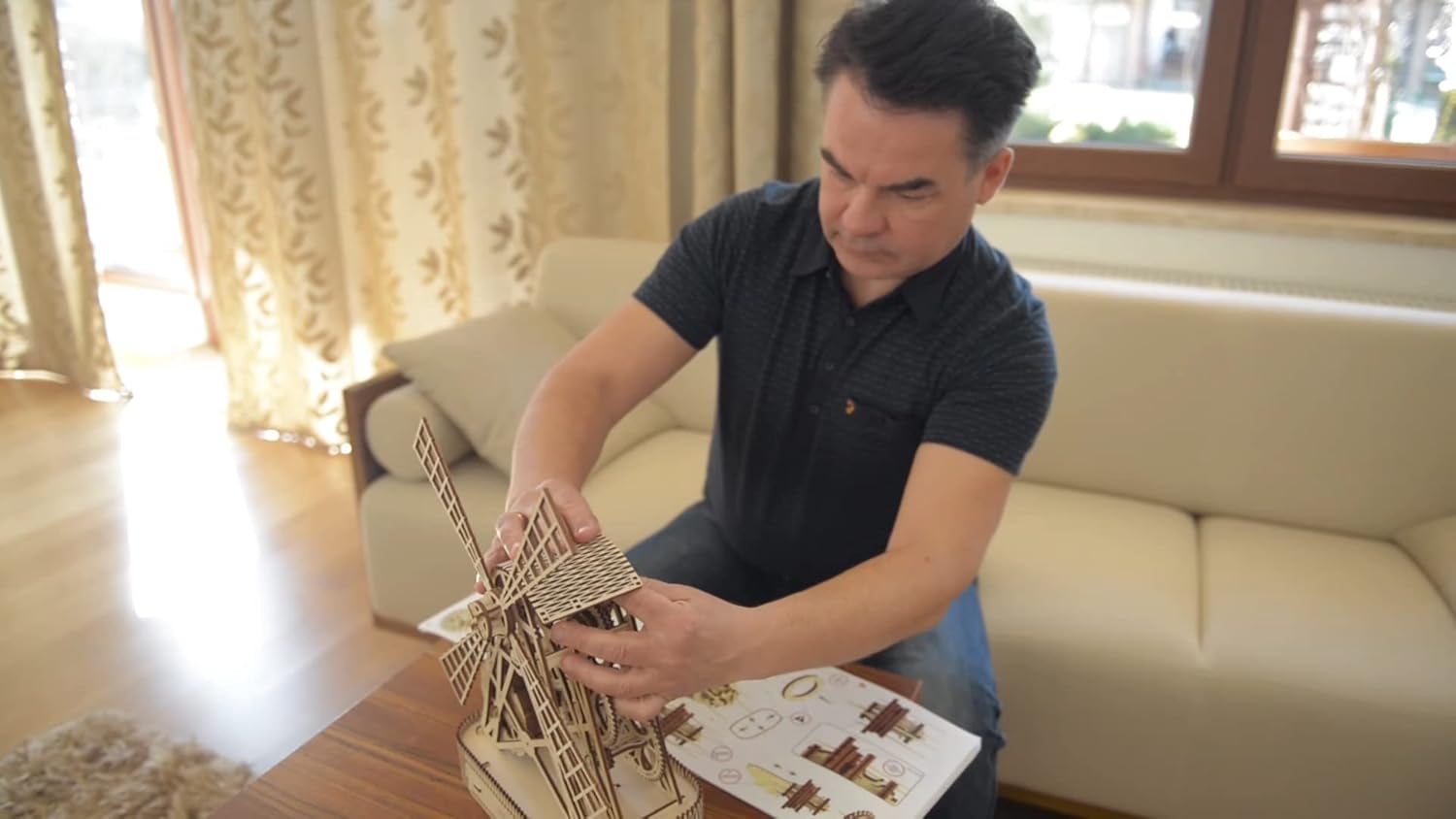 Build a Windmill Wooden 3D Puzzles - Wood Puzzles for Adults Wooden Windmill - Windmill Model Wood Kits for Adults to Build - Wooden Mechanical Model Kit for Adults to Build - 222 Pieces-uFunSpace