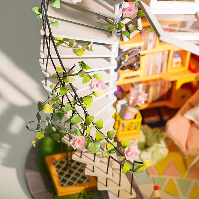 DIY Miniature Dollhouse Kit - 1:24 Scale Dollhouse Room Kit with LED Light - DIY House Kit with Furniture Best Birthday for Women and Men-uFunSpace