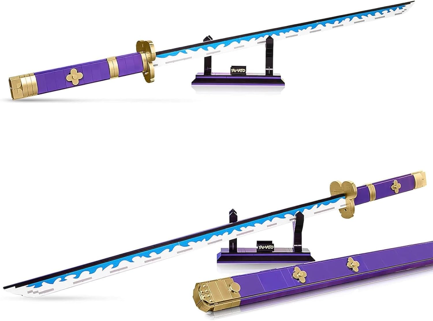 Anime Role Play Sword Building Blocks Set, 936 Pieces Purple Enma Zoro Sword 38.8 Inch with Scabbard and Stand, Suitable for Adults and Kids 8+ (Roronoa Zoro Yamato Sword)-uFunSpace