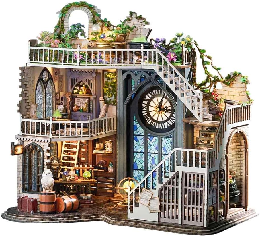 Mini House Kit, DIY Miniature Dollhouse Kit 3D Wooden Puzzle Tiny House Kit Hobbies for Women Adult Craft Gifts for Teens-uFunSpace