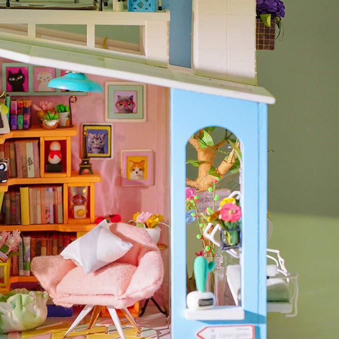 DIY Miniature Dollhouse Kit - 1:24 Scale Dollhouse Room Kit with LED Light - DIY House Kit with Furniture Best Birthday for Women and Men-uFunSpace