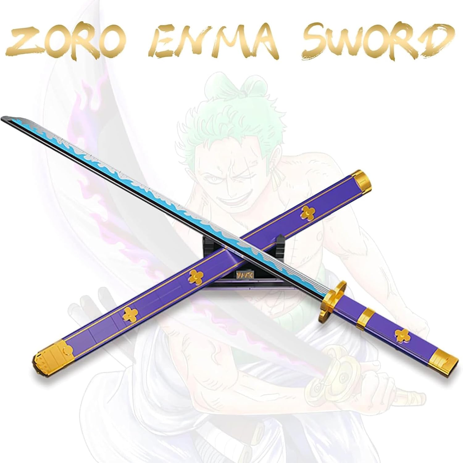 Anime Role Play Sword Building Blocks Set, 936 Pieces Purple Enma Zoro Sword 38.8 Inch with Scabbard and Stand, Suitable for Adults and Kids 8+ (Roronoa Zoro Yamato Sword)-uFunSpace