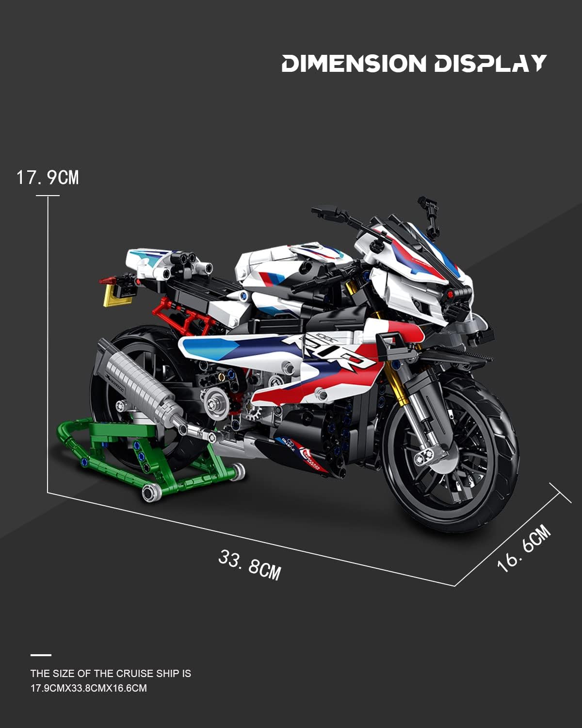 Motorcycle 1000 RR Model Building Blocks Set, 912 Blocks, MOC Toys as Gift for Kids or Adults
