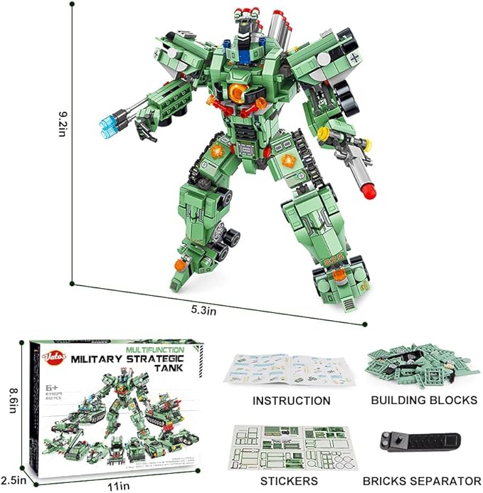 Robot Building Kit for Kids, 5-in-1 Robot Building Kit for Kids STEM Building Toys Erector Set for Boys 6-12, 832PCS Building Bricks Construction Engineering Kits STEM Toys Best Gifts-uFunSpace