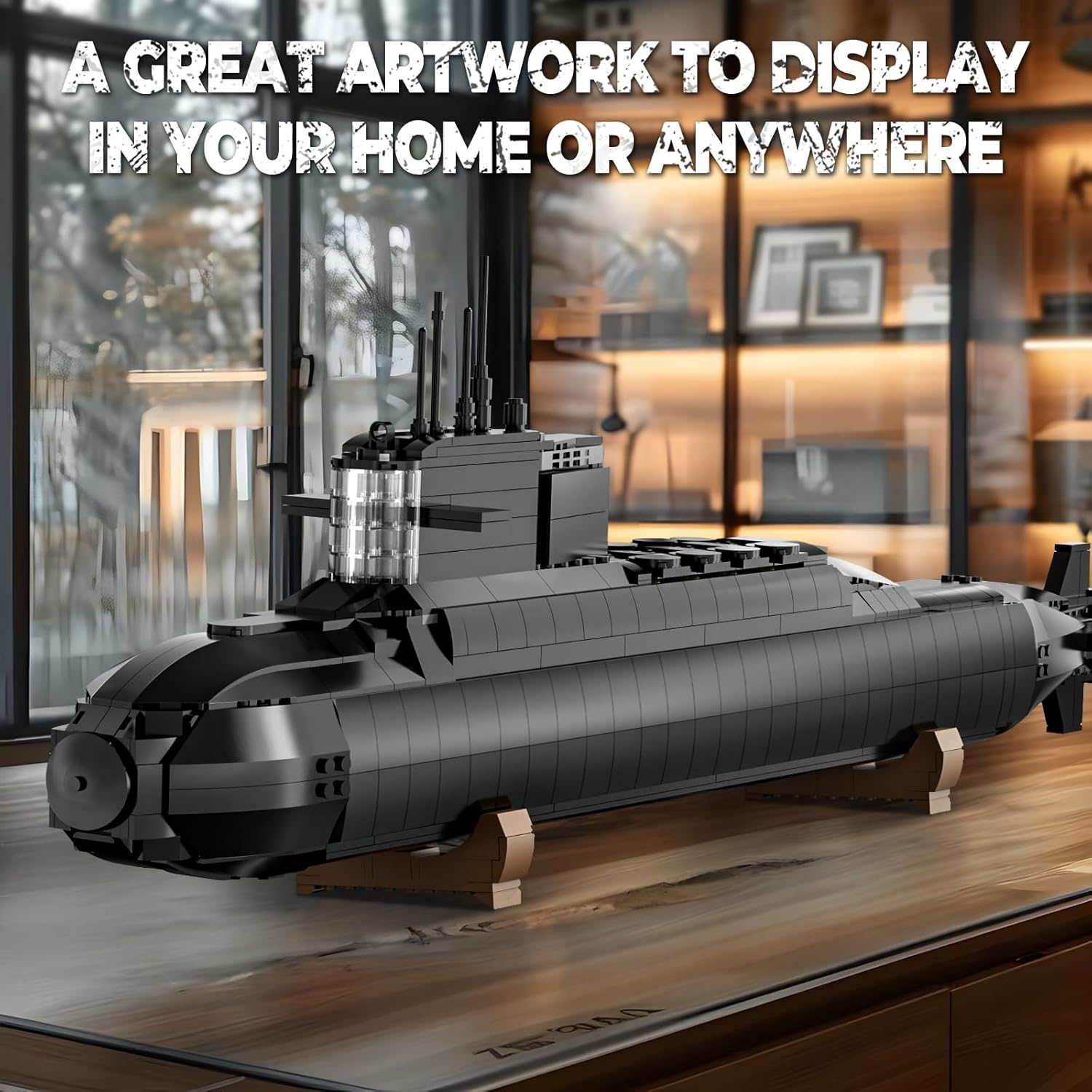 Strategic Nuclear Submarine Toy Building Blocks Set for Adult Kids, WW2 Historical Military Battleship Model Kit with Light, Home Office Decor Collection, Gift for Men Boys Teens 10 12 14 16+ (1498cs)-uFunSpace