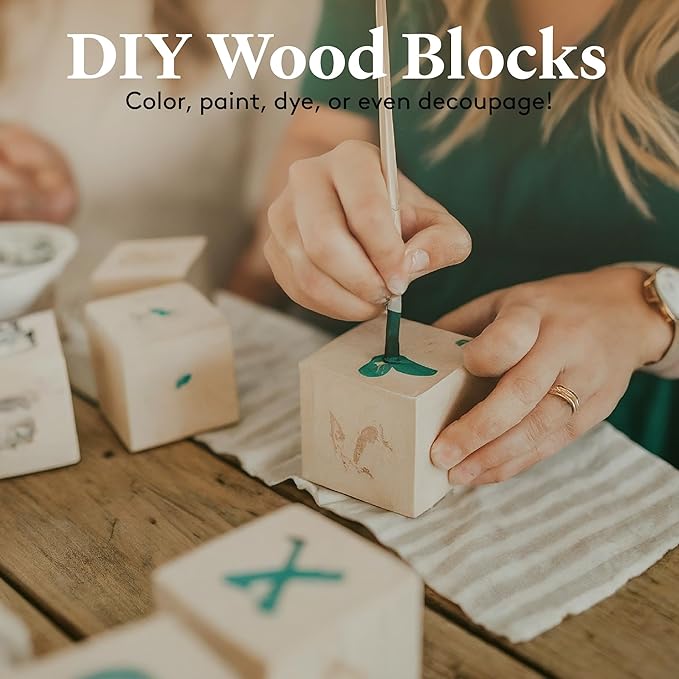 4 inch large wood blocks, 10 square wood blocks, suitable for DIY, crafts and decoration.