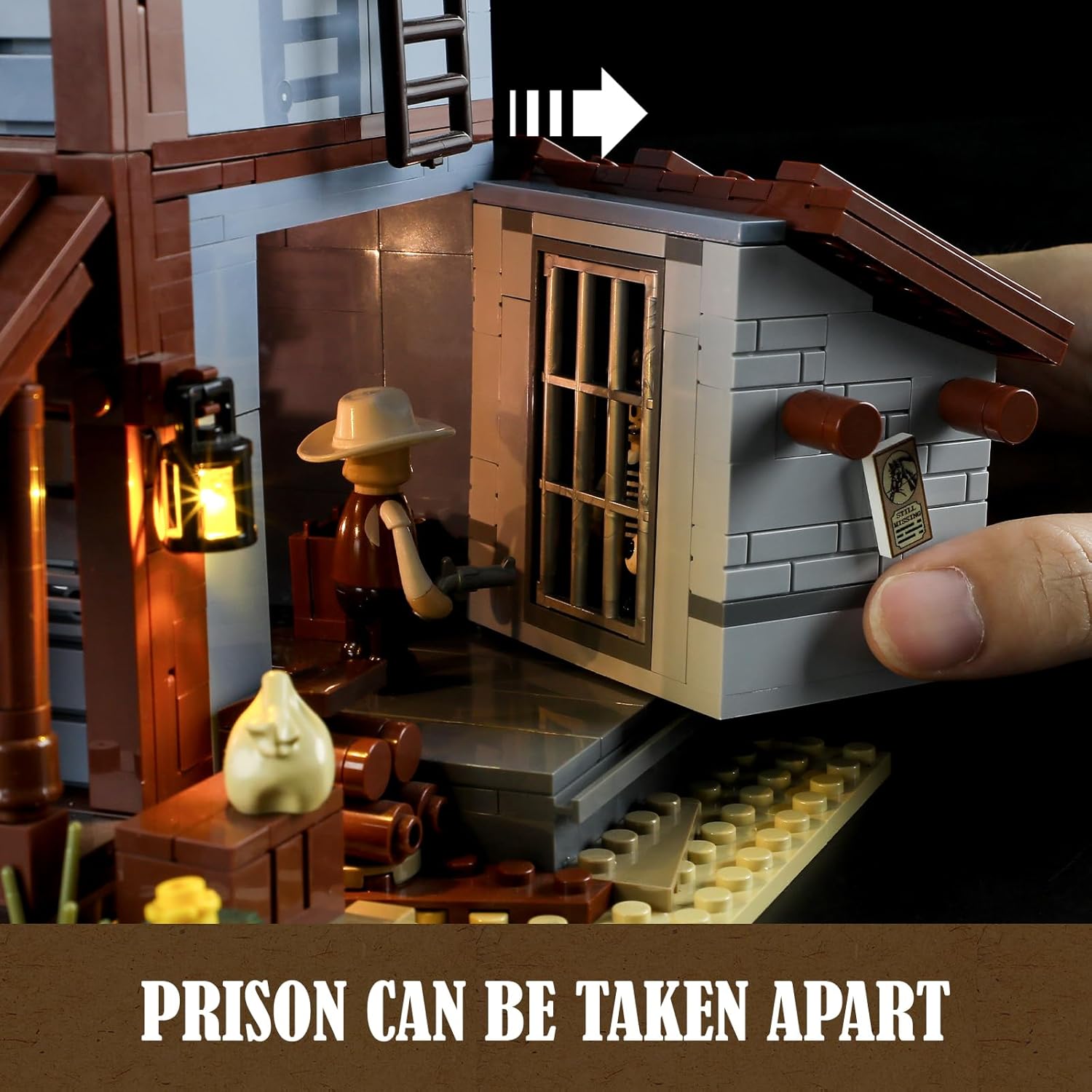 Sheriff's Office Lighted Building Blocks Set - Old West Sheriff's Office LED Light Building Model Set 1240 Pieces for Adults and Teens-uFunSpace