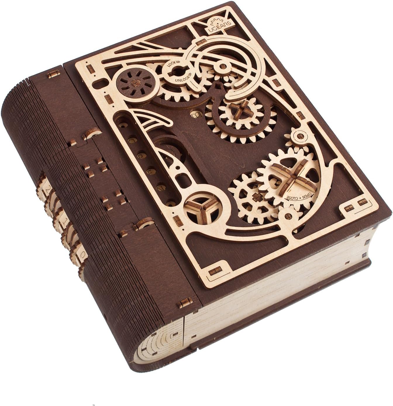 Book of Secrets 3D Puzzle Box - 3D Wooden Puzzles for Adults, Fun DIY Kits for Adults - Steampunk Combination-Lock Treasure Box Adult Puzzles Unique Gift for Hobby Enthusiasts - 263 Pcs-uFunSpace