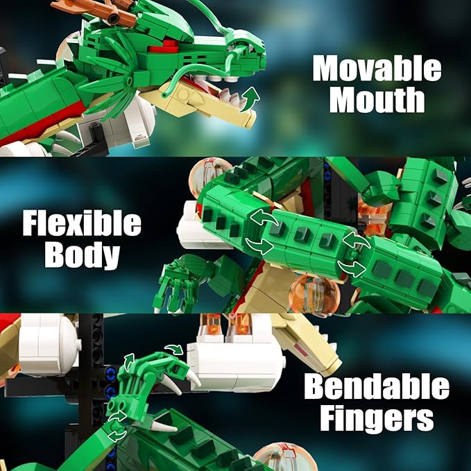 Dragon Building Set for Adult - Cool Dragon Animal Toy Building Set, Mech Dragon Collectible Building Model with 7 Dragon Ball Light, Christmas Birthday Gifts for Teens Kids14+ (1826Pcs-uFunSpace