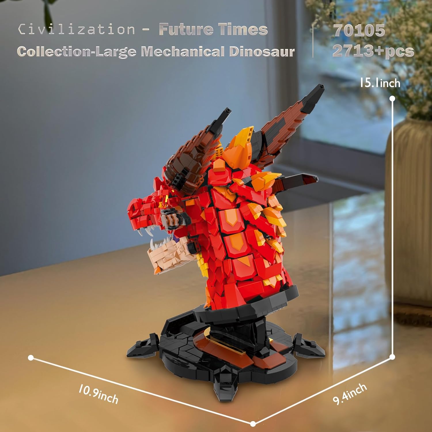 Adult Dragon Set 70105 Cool Animal Model Dragon Head Building Blocks Toy Collection or Home Office Decoration for Boys, Girls, Men and Adults Birthday-uFunSpace