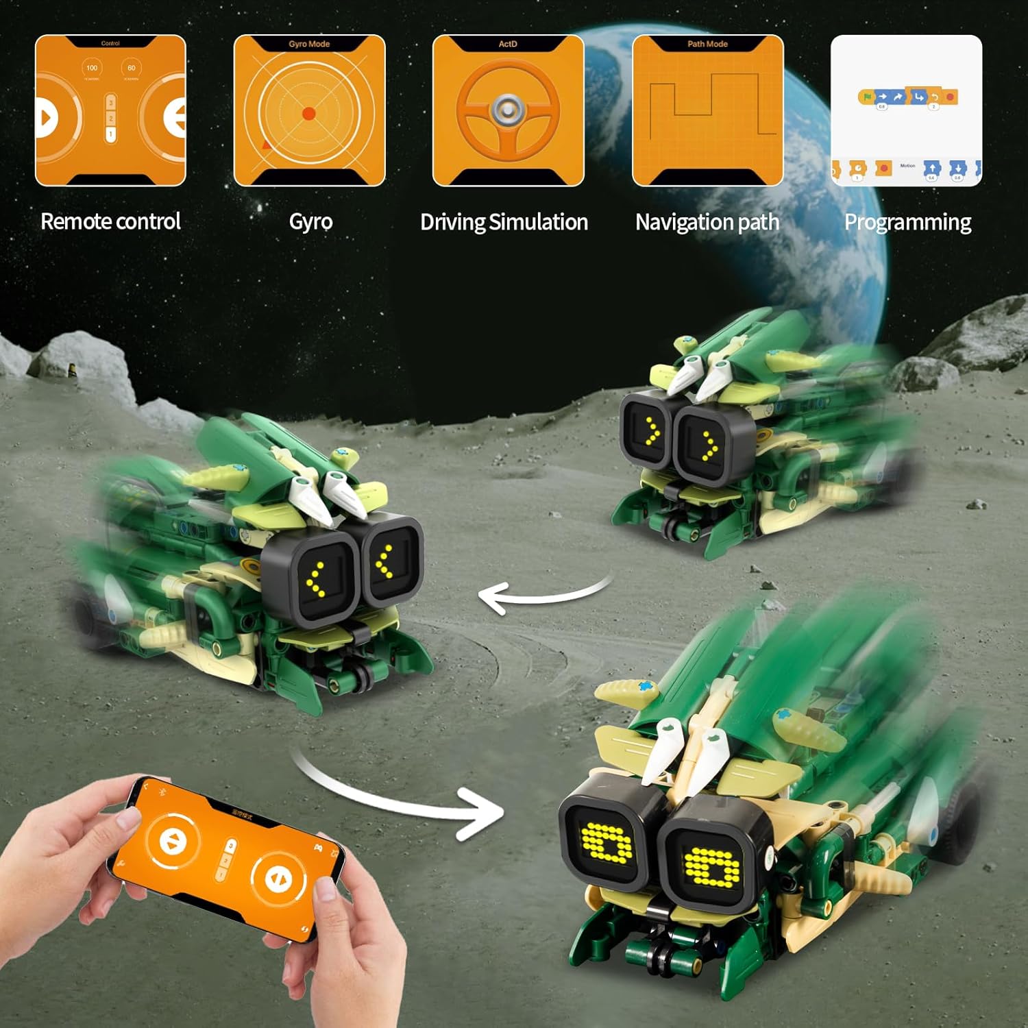 Building Block Toys for Kids Aged 6-14, Remote Control and App Control 3 in 1 STEM Robot Building Block Set with Music Spray, 513 Pieces Building Block Set, Birthday Christmas Gift Ideas for Boys and Girls-uFunSpace