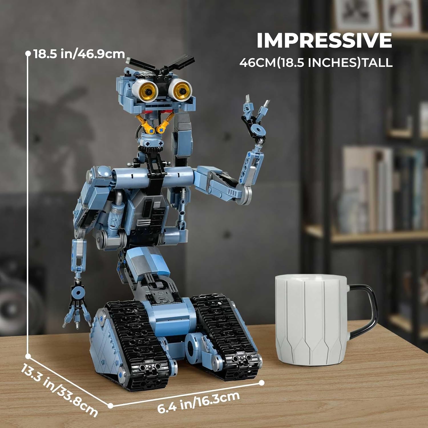1176 Pieces Johnny 5 Robot Building Set with Remote Control, Short Movie Building Blocks Toy, Compatible for Lego, Rechargeable Technic Robotics Figure Model Kit, Gift for Adult and Teens Boys14+-uFunSpace