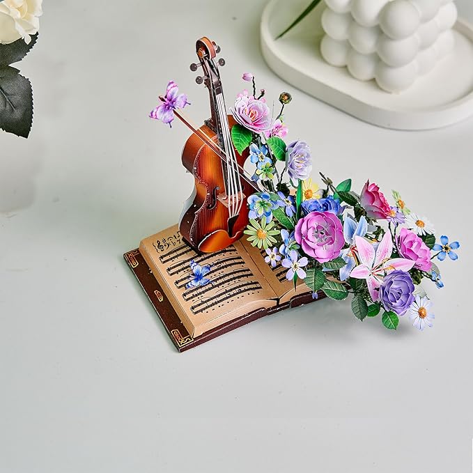 3D Metal Puzzles for Adults, Cello 3D Metal Model Kits for Adults to Build, DIY Flower Model Building Kit for Ages 14+ Adults Women Men, Difficult DIY for Assembly, Birthday Gifts for Women Men Hobby-uFunSpace