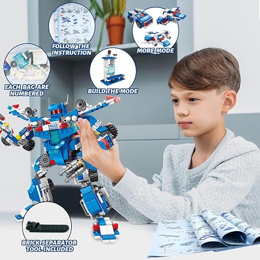 Building Toys for Boys Age 8-12, Erector Set Building Blocks for 6-8 Year Old Boys, Educational Build a Robot Truck Kit Compatible with Major Brands for 6 7 8 9 10 12 yl, 700Pcs 51 modles-uFunSpace