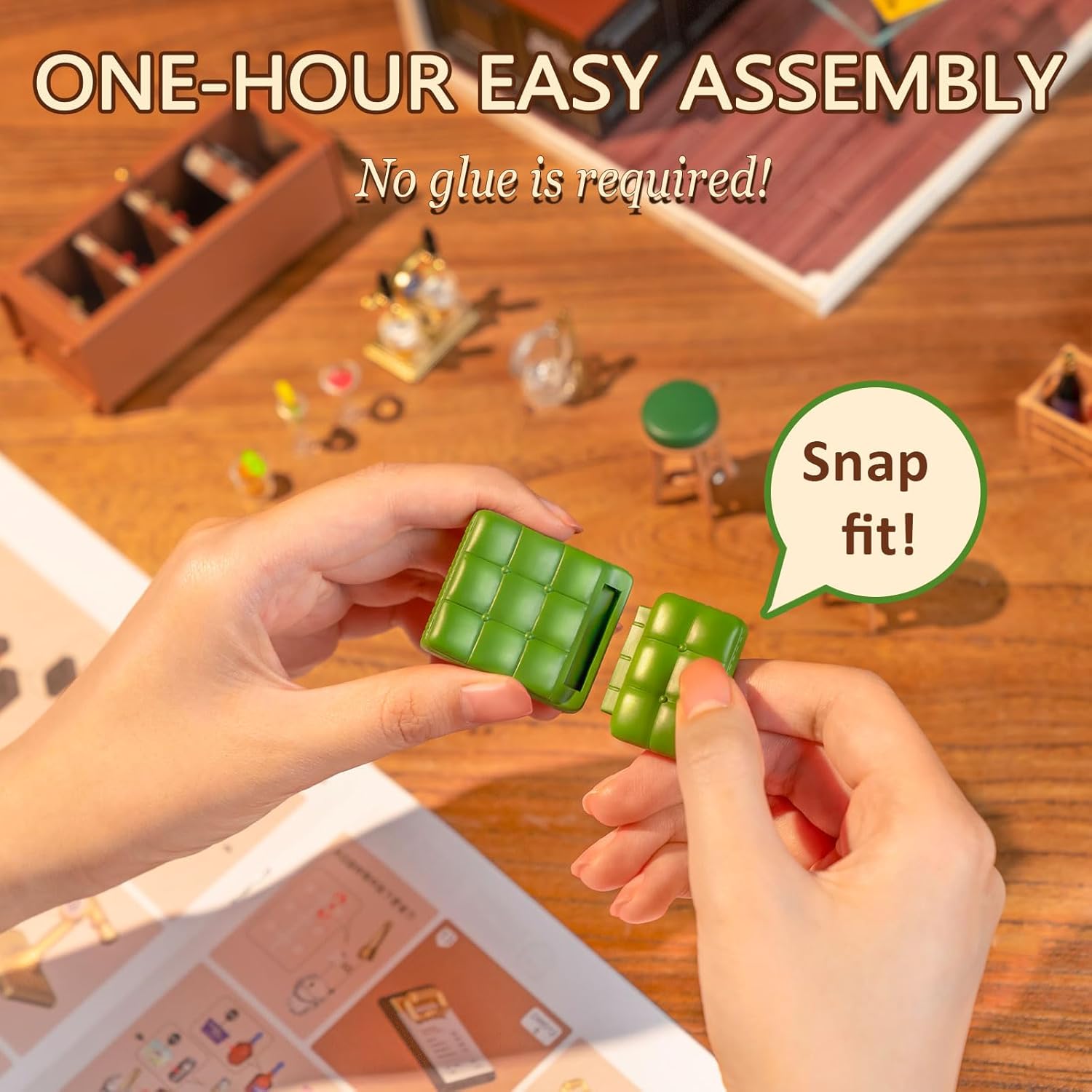 DIY Miniature Plastic House Building Set Toys Playset with LED Suitable for Mini Figures Construction Toys Diorama Kit Gifts for Teens Adults (Leisurely Cheers Bar)-uFunSpace