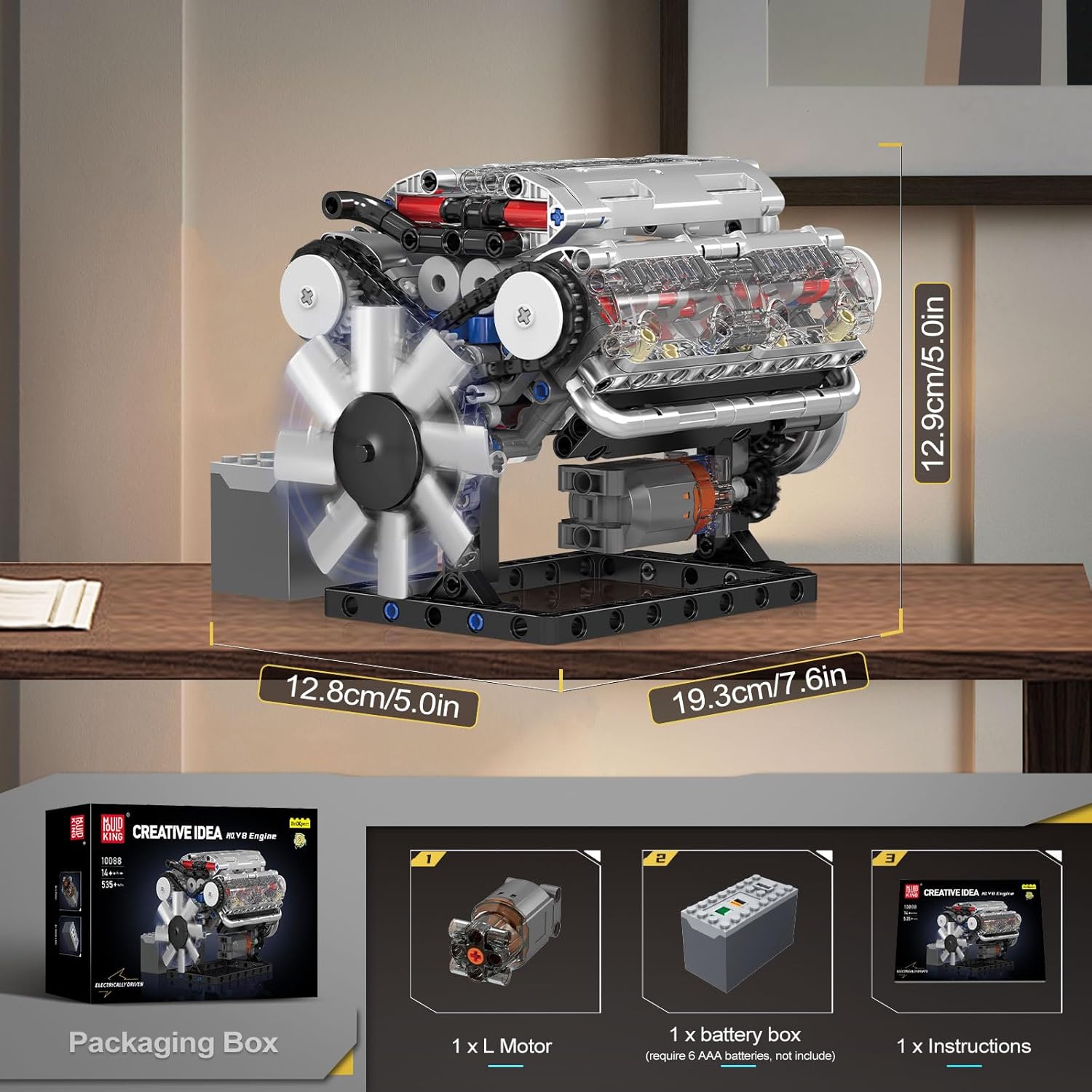 Engine Model Kit - 535 Pcs to Build Your Own Mini Engine That Works - DIY STEM Project for Kids/Teens, Hobby Building Blocks Kit for Adults-uFunSpace