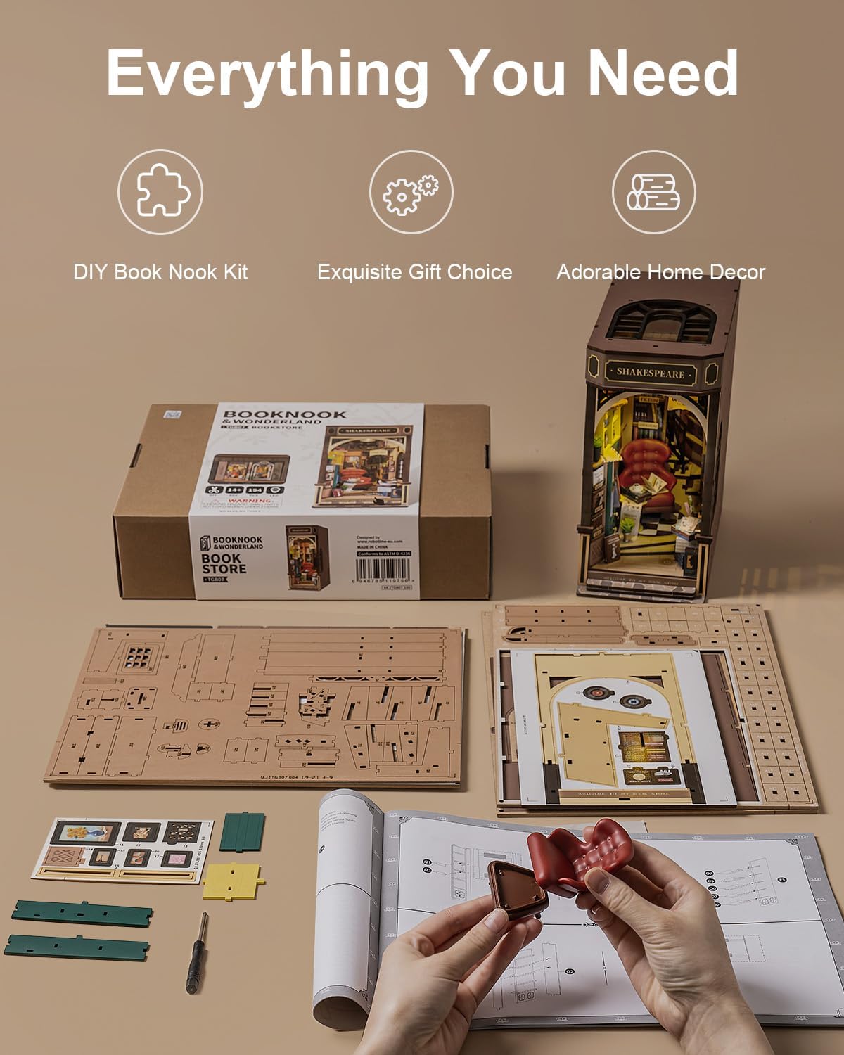 Step-by-step assembly process of Book Nook Kit demonstrating easy-to-follow instructions-uFunSpace