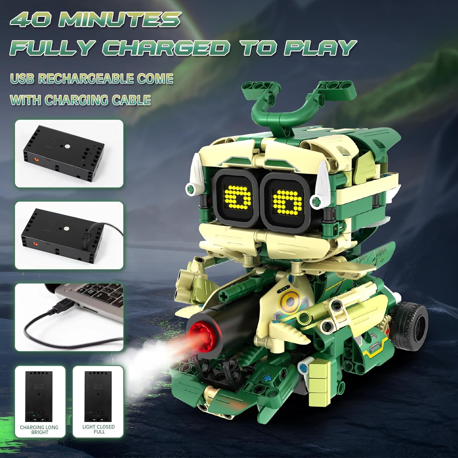 Building Block Toys for Kids Aged 6-14, Remote Control and App Control 3 in 1 STEM Robot Building Block Set with Music Spray, 513 Pieces Building Block Set, Birthday Christmas Gift Ideas for Boys and Girls-uFunSpace