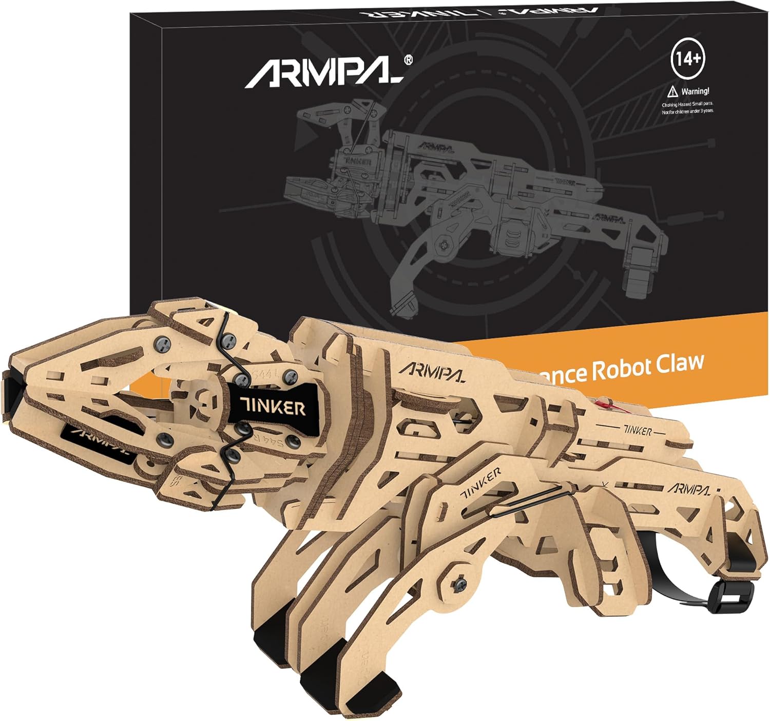 Mechanical Claw Model Kit 3D Wooden ClawBot Puzzle for Adults and Teens Self-Assembly Robot Arm Building Kits to Build Laser-Cut Wooden Puzzle Mechanical Toy Realistic Robot Toy Gifts-uFunSpace