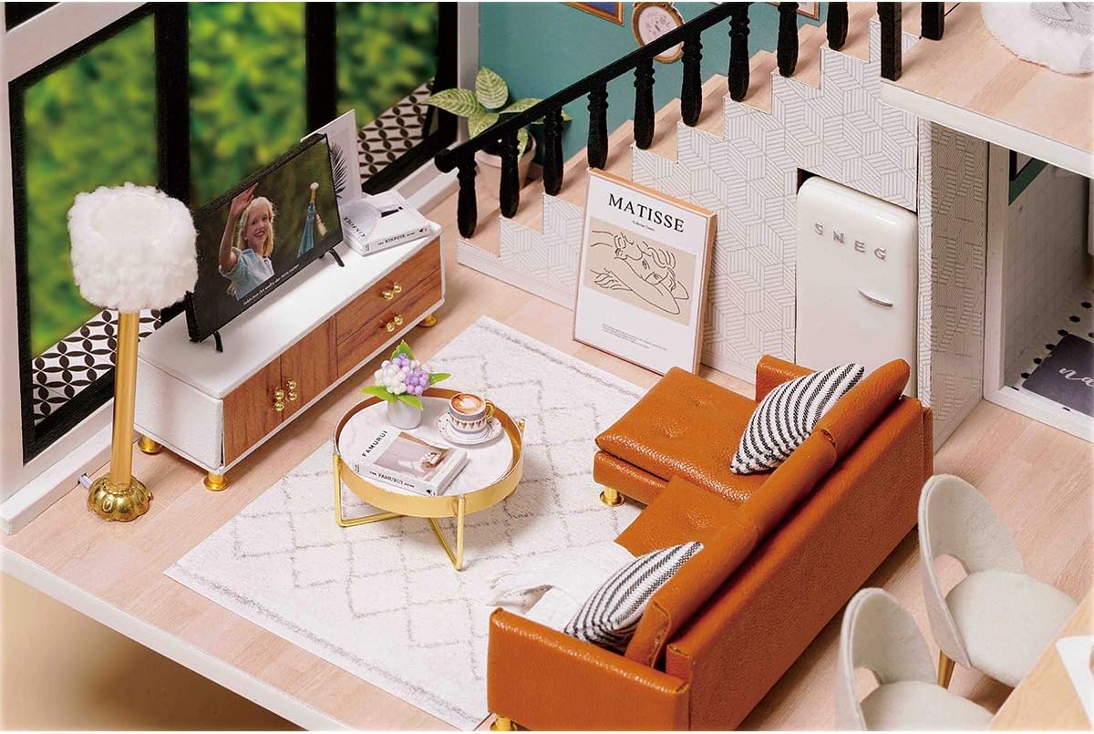 DIY Miniature Dollhouse Kit, Tiny House kit with Furniture and Music, Miniature House Kit 1:24 Scale, Great Crafts Gift for Birthday Christmas Day, Comfortable Life-uFunSpace