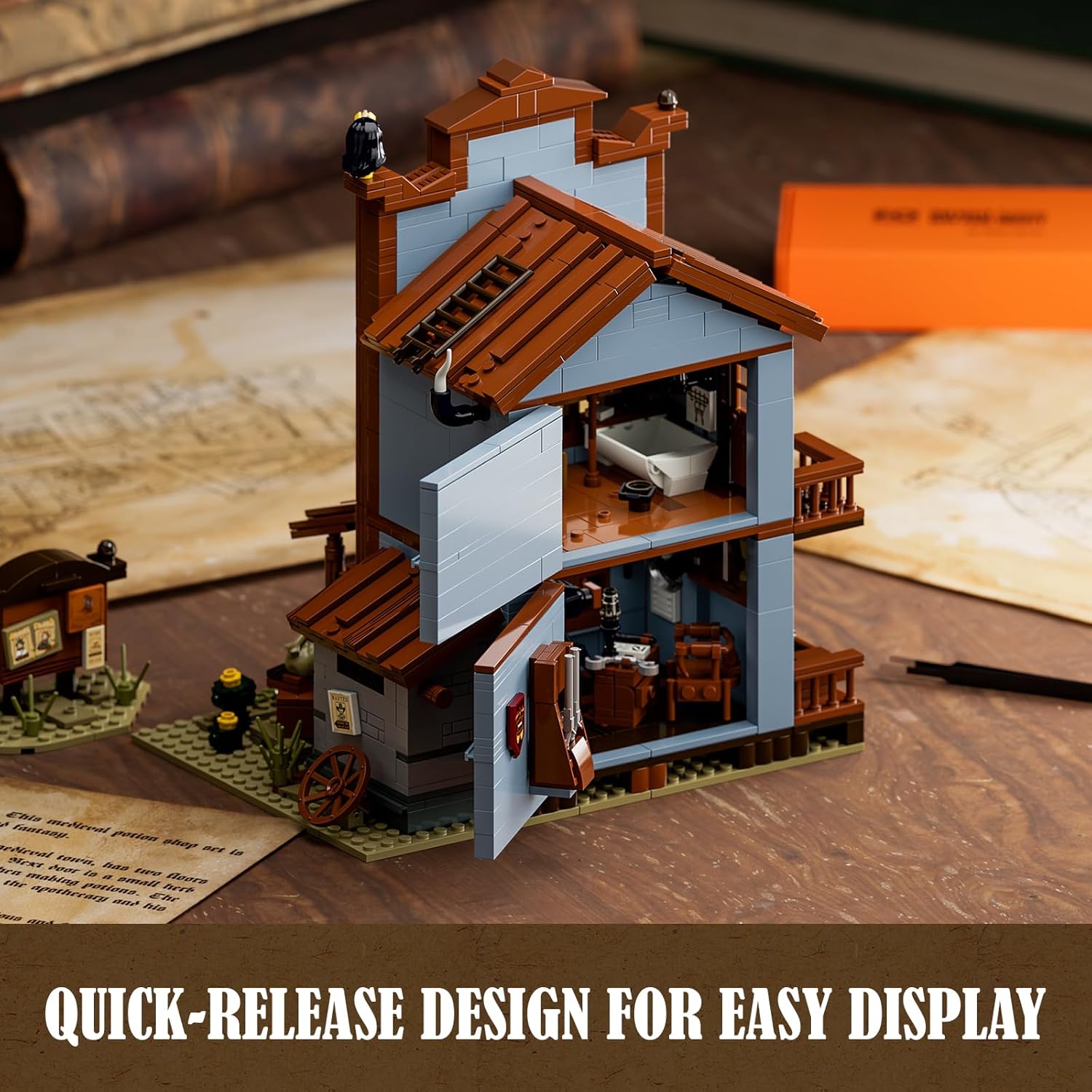 Sheriff's Office Lighted Building Blocks Set - Old West Sheriff's Office LED Light Building Model Set 1240 Pieces for Adults and Teens-uFunSpace