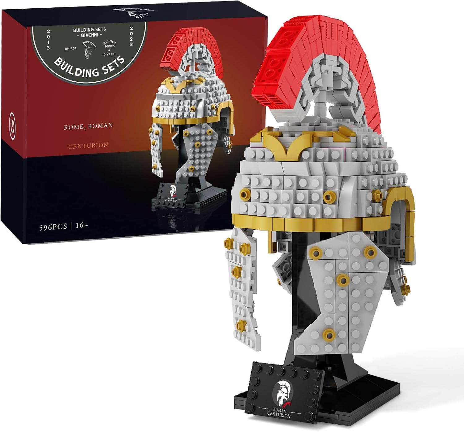 Roman Centurion Helmet Building Blocks Set, Compatible with LEGO, STEM Gift Toys, Suitable for Boys Aged 8-14, Adult Building Display Model Kit, Gift Idea, Collectible Home Decor Model, (596 Pieces)-uFunSpace